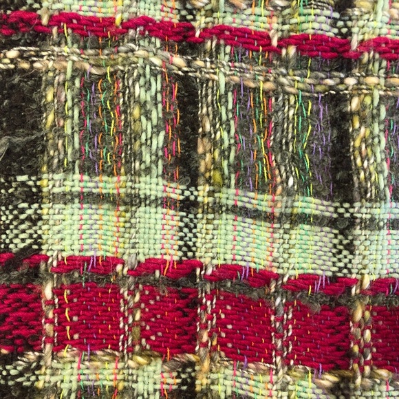 Tweed scarf in khaki/fuchsia - Picture 4 of 5